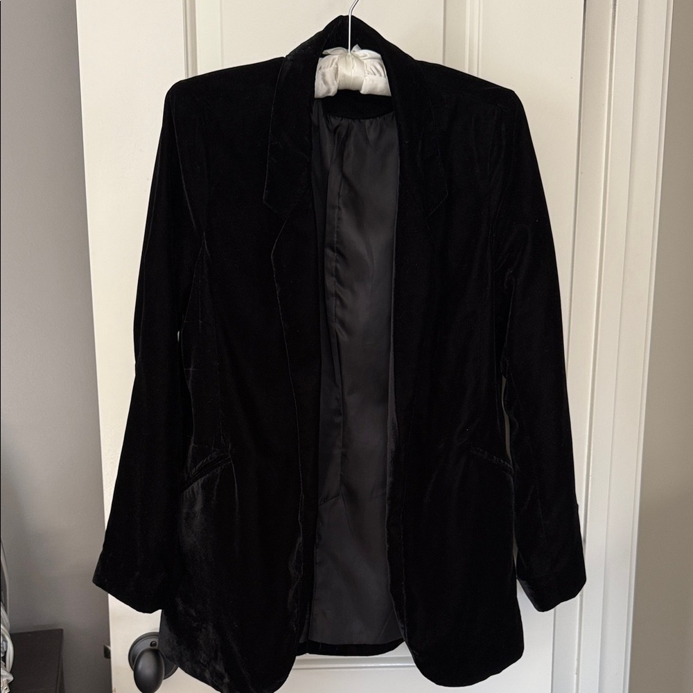 Mango Black Velvet Women's Blazer